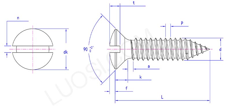 slotted raised countersunk head tapping screw parameter slotted raised countersunk head tapping screw parameter