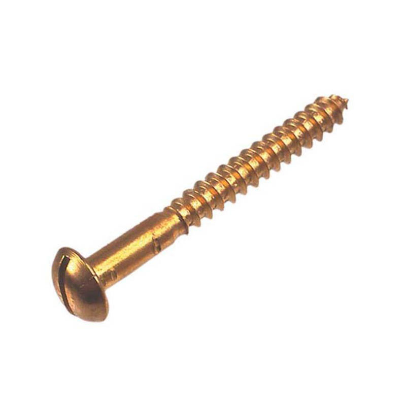 लाकूड स्क्रू slotted गोल डोके पितळ